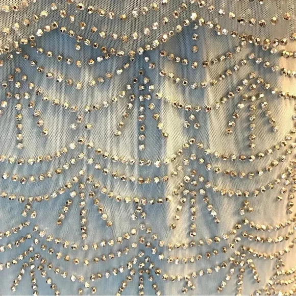 Xscape Rhinestone Beaded Tiered Formal Mini Dress Light Aqua Prom Homecoming 2 - Picture 10 of 16